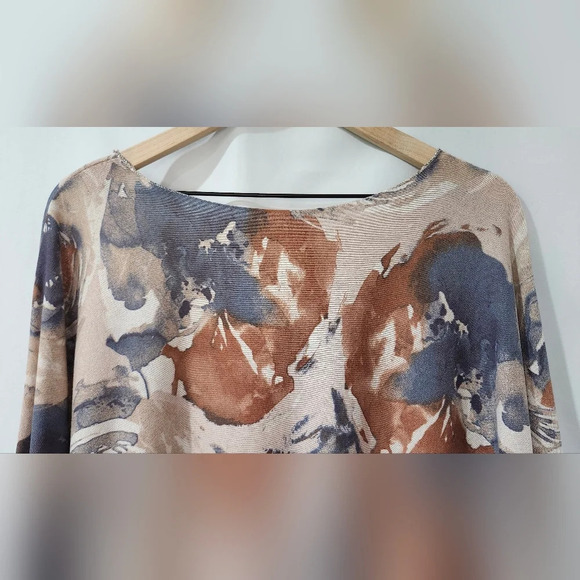 Blue Brown Womens Artsy Top XL/XXL Dolman Sleeve Made In Italy Bohemian Eclectic - Picture 7 of 7